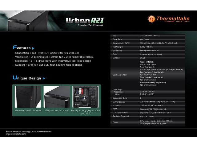 Carcasa Thermaltake Urban R21, fara sursa