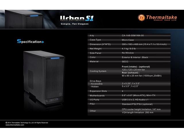 Carcasa Thermaltake Urban S1, fara sursa