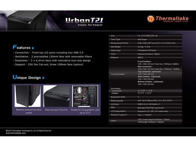 Carcasa Thermaltake Urban T21, fara sursa