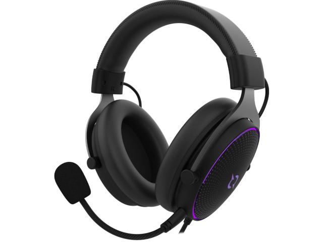 Casti cu microfon AQIRYS Carina, RGB LED, USB, Black