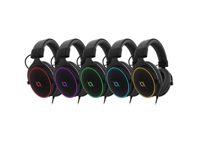 Casti cu microfon AQIRYS Carina, RGB LED, USB, Black