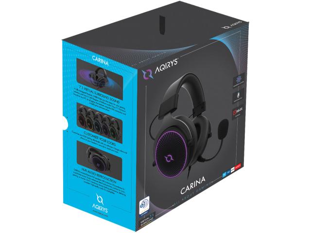 Casti cu microfon AQIRYS Carina, RGB LED, USB, Black