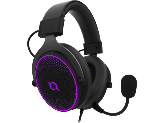 Casti cu microfon AQIRYS Carina, RGB LED, USB, Black