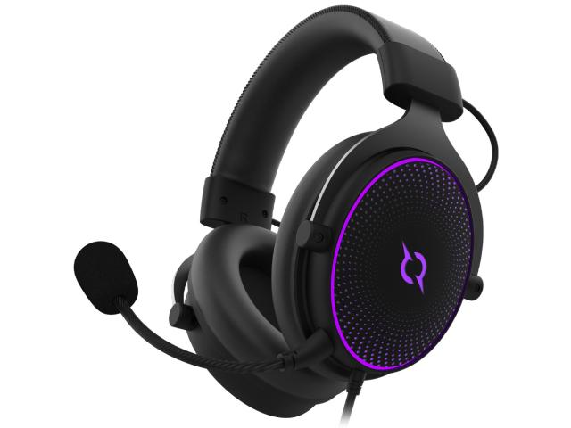 Casti cu microfon AQIRYS Carina, RGB LED, USB, Black