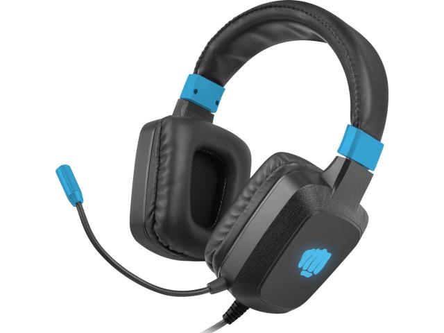 Casti cu microfon Natec Fury Raptor, 3.5mm jack/USB-A, Black-Blue