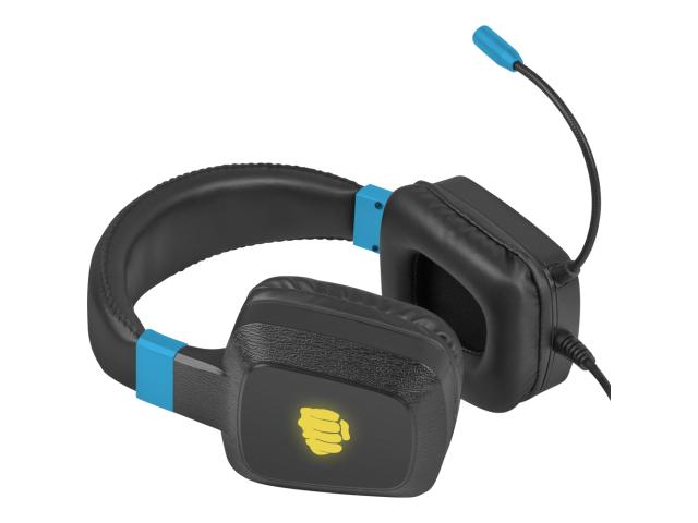 Casti cu microfon Natec Fury Raptor, 3.5mm jack/USB-A, Black-Blue