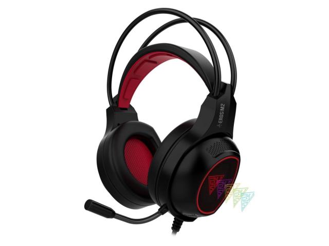 Casti cu microfon Gamdias Eros M2, USB-A, Black-Red
