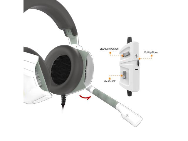 Casti cu microfon Gamdias Hephaestus E1, 3.5mm jack/USB-A, White-Silver