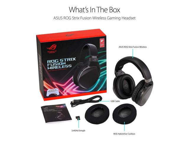 Casti cu microfon ASUS ROG Strix Fusion, USB Wireless, Black-Silver