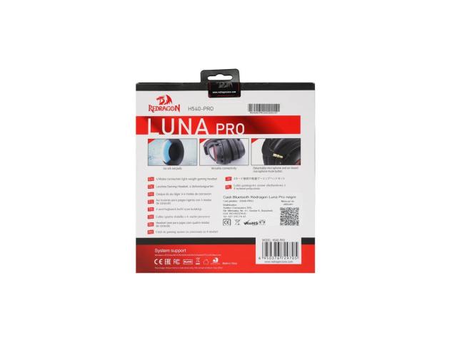 Casti cu microfon Redragon Luna Pro, Bluetooth/USB, Black
