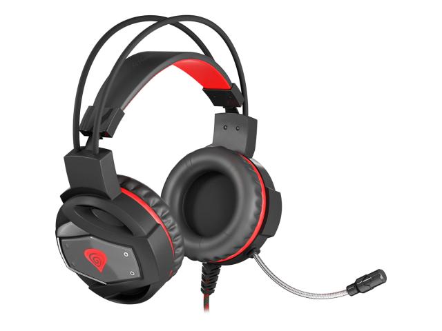 Casti cu microfon Natec Genesis Neon 350, 3.5mm jack/USB-A, Black-Red