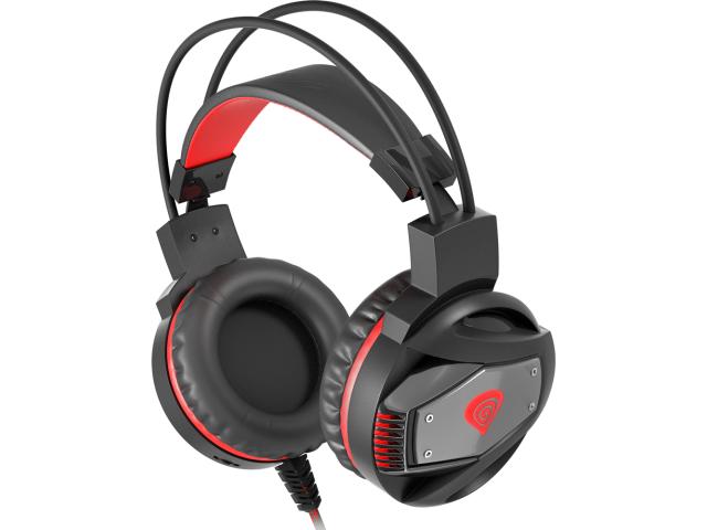 Casti cu microfon Natec Genesis Neon 350, 3.5mm jack/USB-A, Black-Red