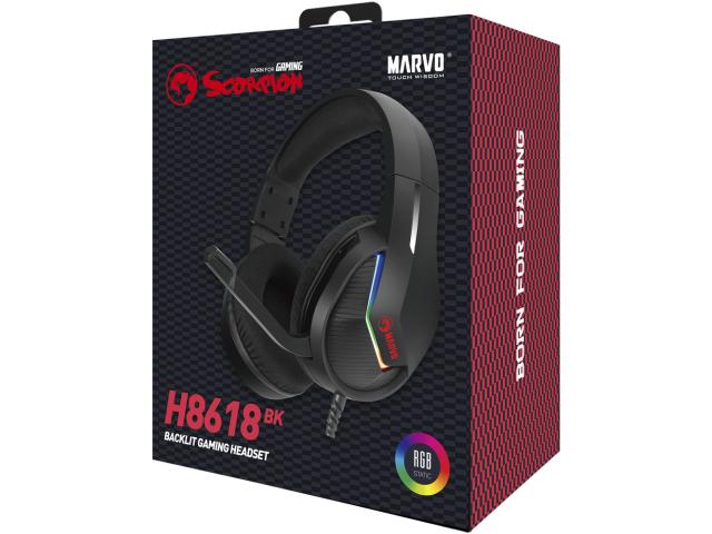Casti cu microfon Marvo H8618, USB, Black