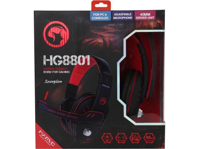 Casti cu microfon Marvo HG8801, USB-A/3.5mm jack/2.5mm jack, Black-Red