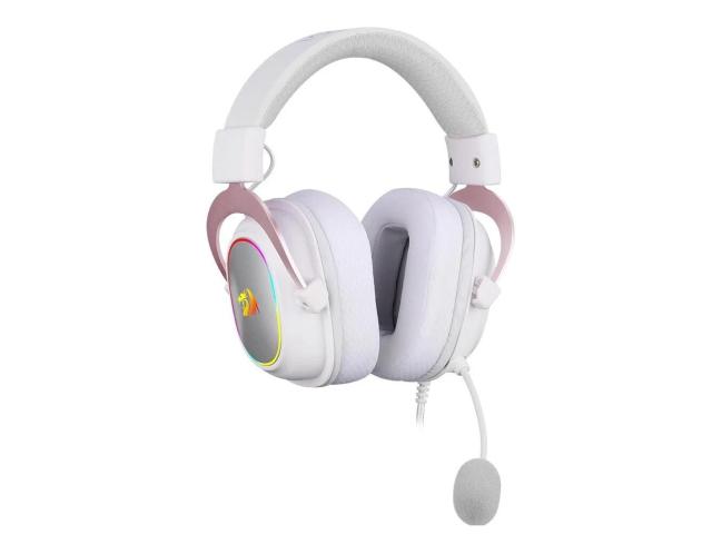 Casti Redragon ZeusX 7.1 albe cu roz iluminare RGB
