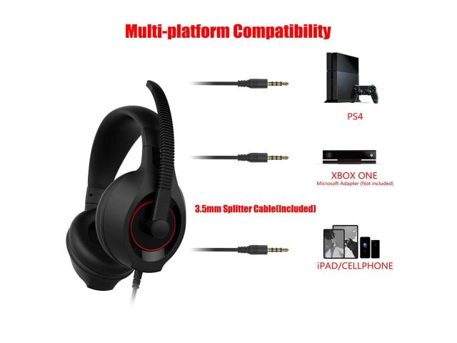 Casti cu microfon Senicc A2, 3.5mm jack, Black-Red