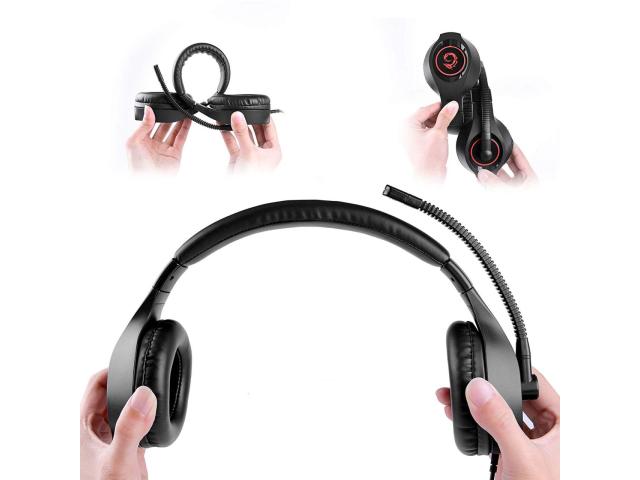 Casti cu microfon Senicc A2, 3.5mm jack, Black-Red