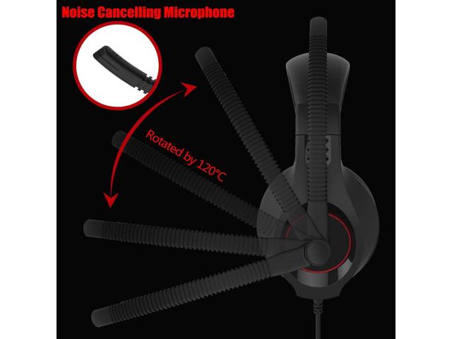 Casti cu microfon Senicc A2, 3.5mm jack, Black-Red