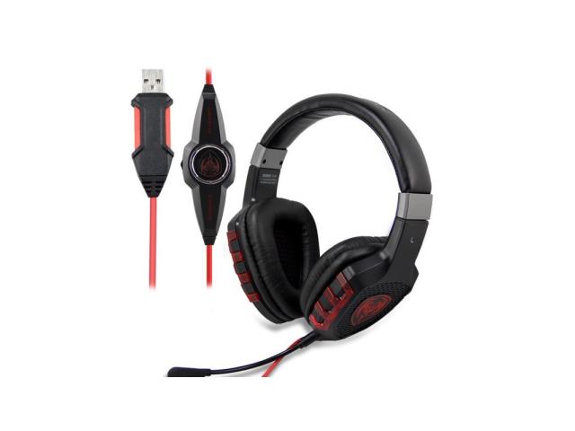 Casti cu microfon Somic G930, USB-A, Black-Red