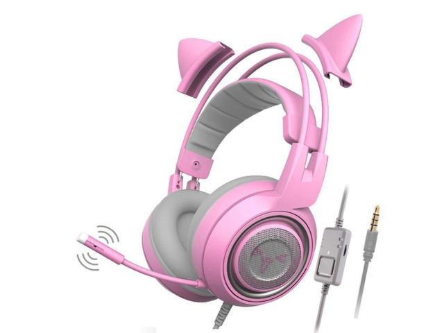 Casti cu microfon Somic G951s, 3.5mm jack, Pink