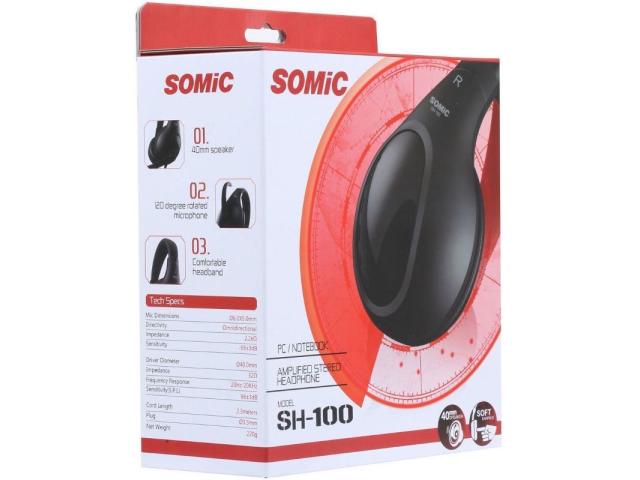 Casti cu microfon Somic SH-100, 3.5mm jack, Black