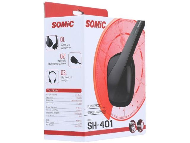 Casti cu microfon Somic SH-401, 3.5mm jack, Black