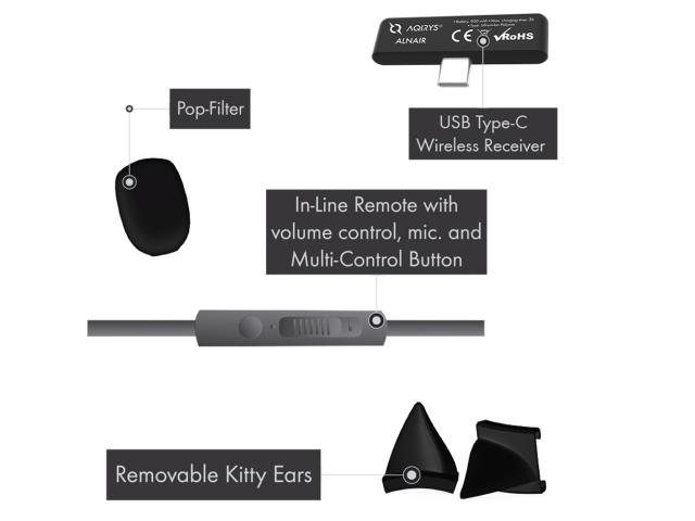 Casti cu microfon AQIRYS Alnair, USB/USB Wireless/3.5mm jack, Black