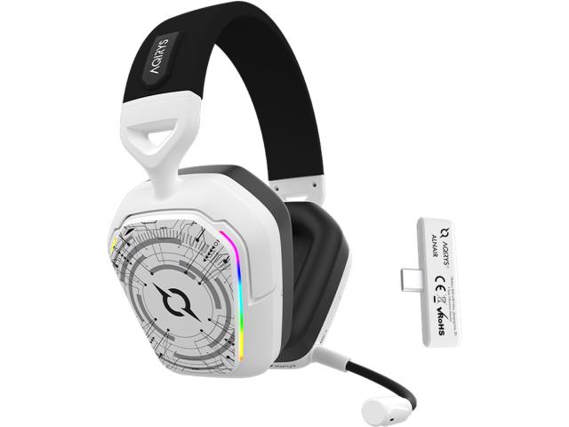 Casti cu microfon AQIRYS Alnair, USB/USB Wireless/3.5mm jack, White