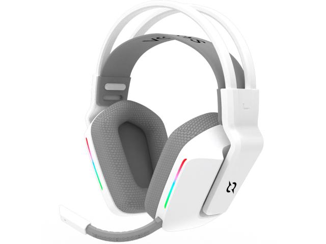 Casti cu microfon AQIRYS Alya, USB/USB Wireless/3.5mm jack, White