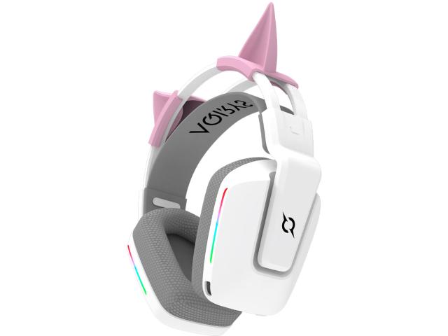 Casti cu microfon AQIRYS Alya, USB/USB Wireless/3.5mm jack, White