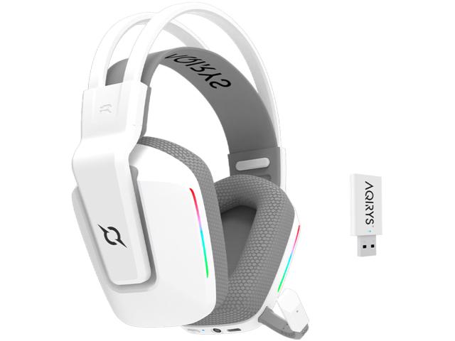 Casti cu microfon AQIRYS Alya, USB/USB Wireless/3.5mm jack, White