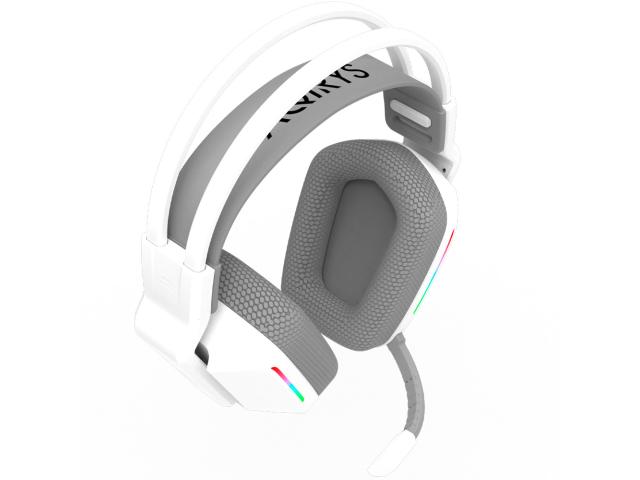 Casti cu microfon AQIRYS Alya, USB/USB Wireless/3.5mm jack, White