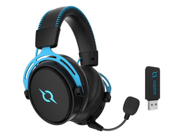 Casti cu microfon AQIRYS Andromeda, USB Wireless/3.5mm jack, Black-Blue