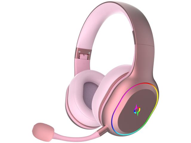 Casti cu microfon AQIRYS Lyra, USB Wireless/Bluetooth/3.5mm jack, Pink