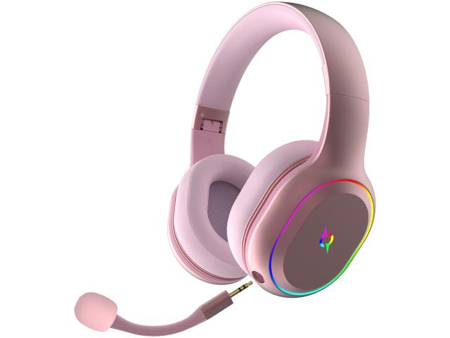 Casti cu microfon AQIRYS Lyra, USB Wireless/Bluetooth/3.5mm jack, Pink