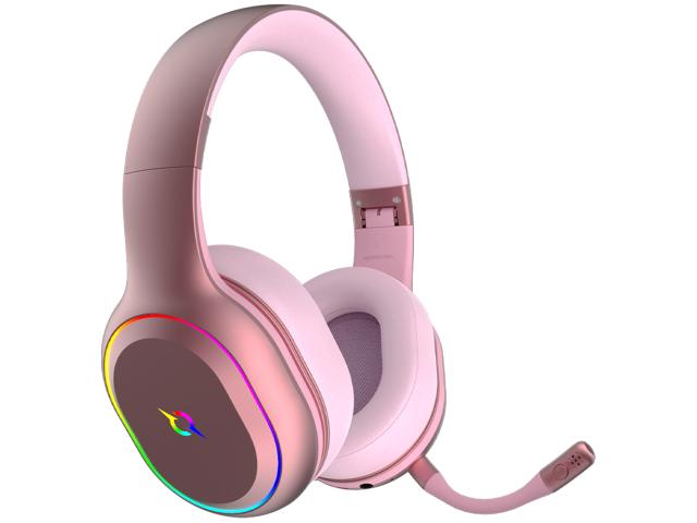 Casti cu microfon AQIRYS Lyra, USB Wireless/Bluetooth/3.5mm jack, Pink