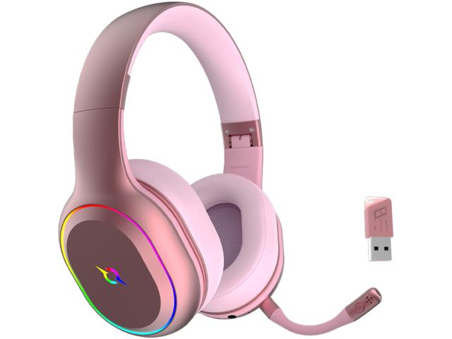 Casti cu microfon AQIRYS Lyra, USB Wireless/Bluetooth/3.5mm jack, Pink