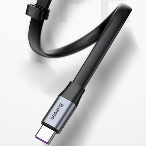 Cablu de date Baseus Nimble, USB-A male - USB-C male, 0.23 m, Black