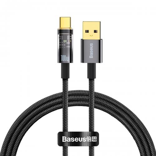 Cablu de date Baseus CATS000201, USB male - USB-C male, 1m, Black
