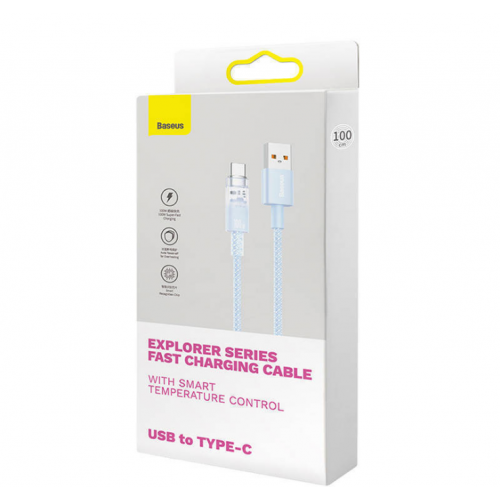 Cablu de date Baseus Explorer, USB male - USB-C male, 2m, Blue