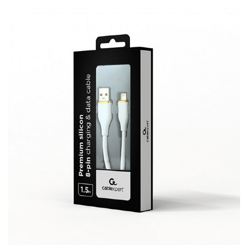 Cablu Gembird CC-USB2S-AM8PM-1.5M-W, USB-A male - Lightning male, 1.5 m, White
