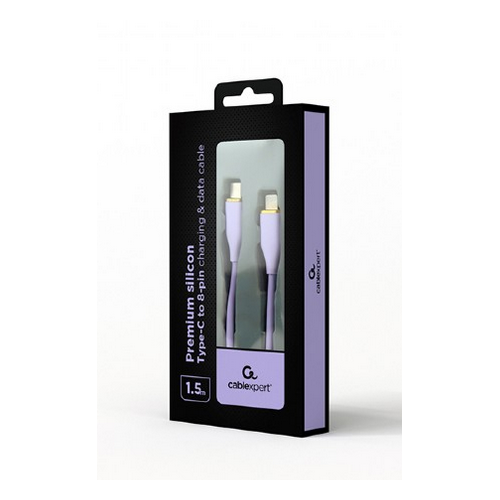Cablu de date Gembird CC-USB2S-CM8PM-1.5M-P, USB-C male - Lightning male, 1.5 m, Violet