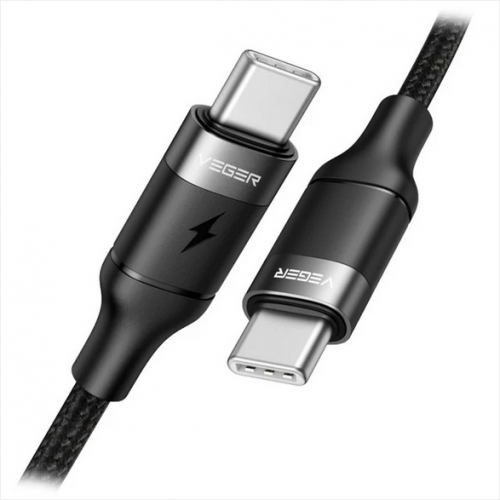 Cablu de date Veger CC02, USB-C - USB-C, 1.5m, Black