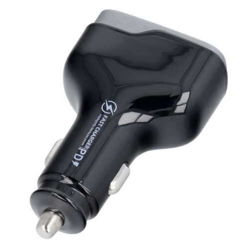 Incarcator auto Veger CC53-2A2C, 1 x USB-A male, 2 x USB-C male, Black