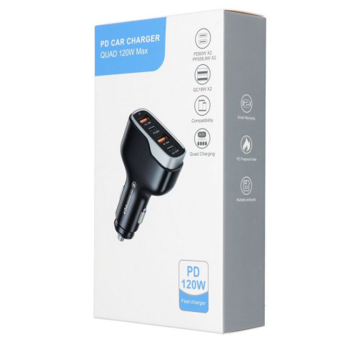 Incarcator auto Veger CC53-2A2C, 1 x USB-A male, 2 x USB-C male, Black