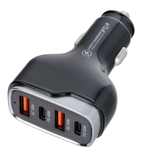 Incarcator auto Veger CC53-2A2C, 1 x USB-A male, 2 x USB-C male, Black