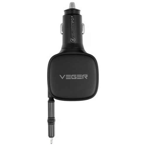 Incarcator auto Veger CC89, 1 x USB-A, 1 x USB-C, 1 x Lightning, 84 W, Black