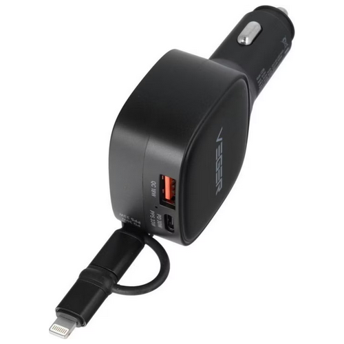 Incarcator auto Veger CC89, 1 x USB-A, 1 x USB-C, 1 x Lightning, 84 W, Black