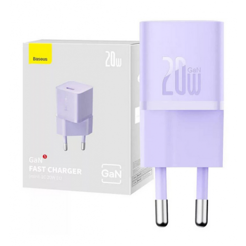 Incarcator retea Baseus GaN5 Mini, 1 x USB-C, 20W, Violet