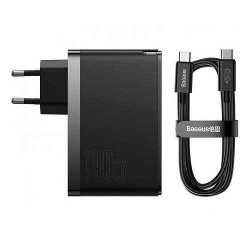 Incarcator retea Baseus GaN5 Pro CCGP100201, 2x USB-C, 1x USB-A, 5A, Black